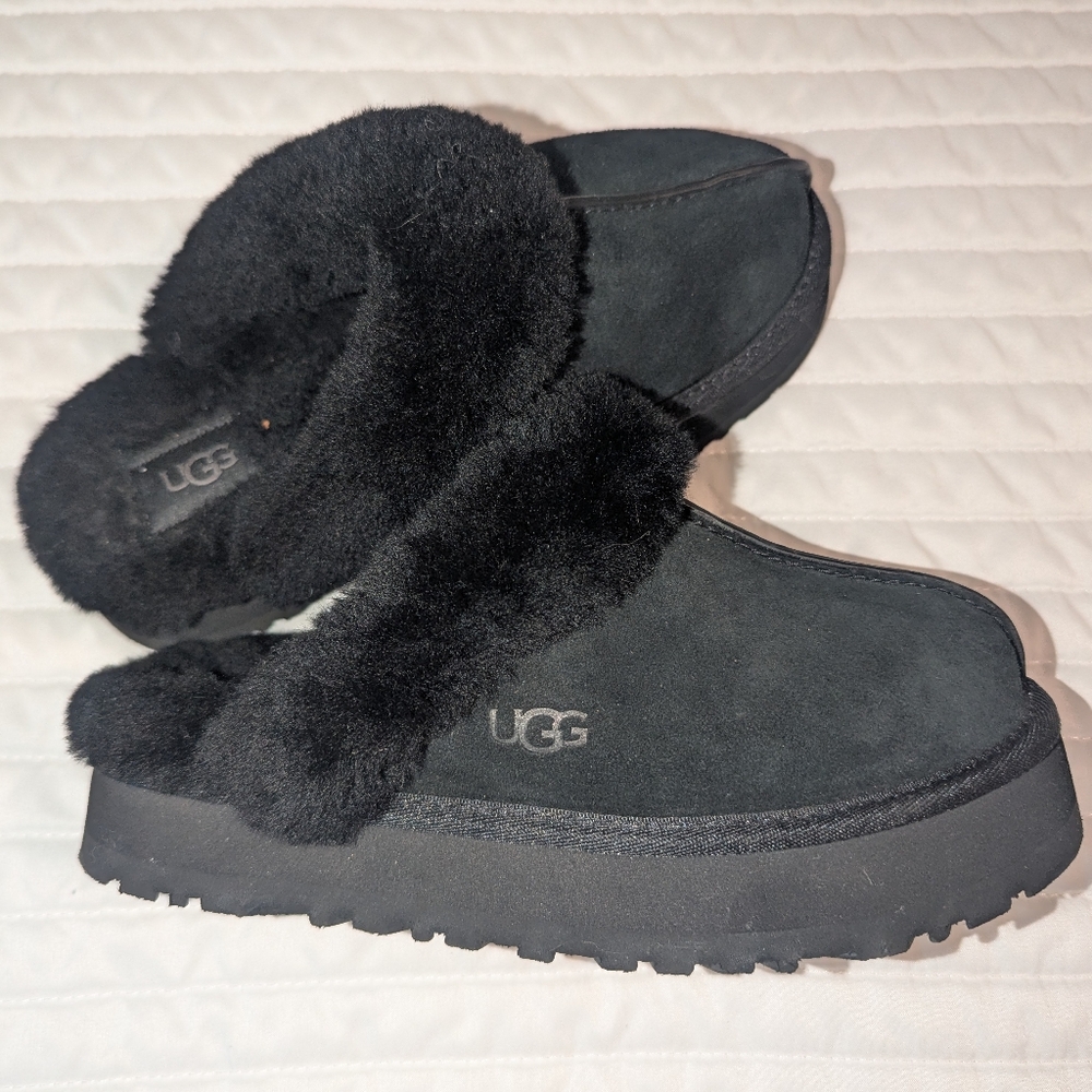 UGG Women's Disquette Clog Slipper Platform Shoes Black sz 7 Retail $120